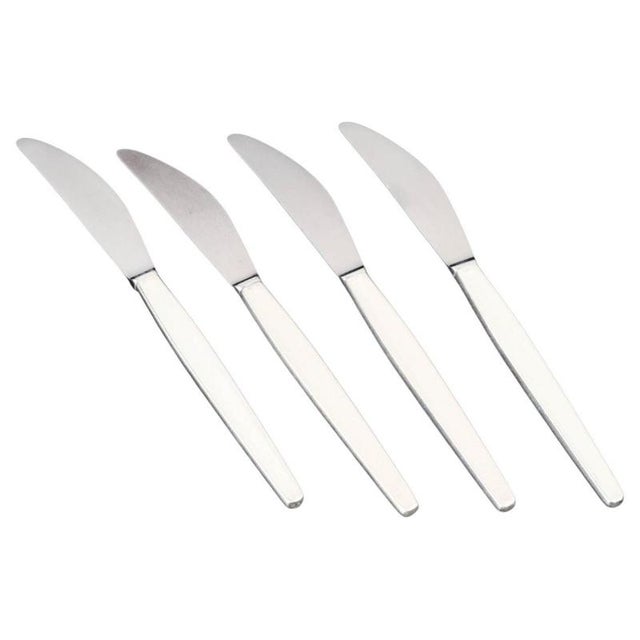 Cypress Lunch Knives in Sterling Silver and Stainless Steel by Georg Jensen, 1940s, Set of 4 For Sale - Image 6 of 6