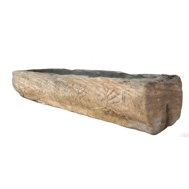 Chinese 70" Inch Long Hand Chiseled Stone Trough 63 For Sale - Image 3 of 3