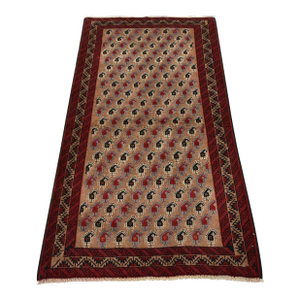 Baloch Rug 3’4” X 6’1” Brown Wool Vintage Tribal Hand-Knotted Oriental Carpet