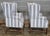 Late 20th Century Pair Mahogany Chippendale Style Wing Chairs W Matching Footstools Gray Fabric For Sale In Cleveland - Image 6 of 8