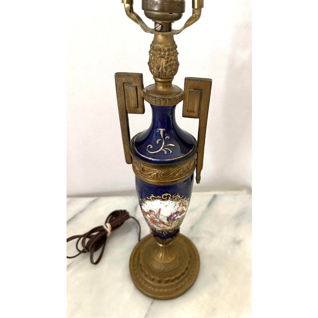 1940s 1940’s French Sevres Style Cobalt Blue Table Lamp For Sale - Image 5 of 8