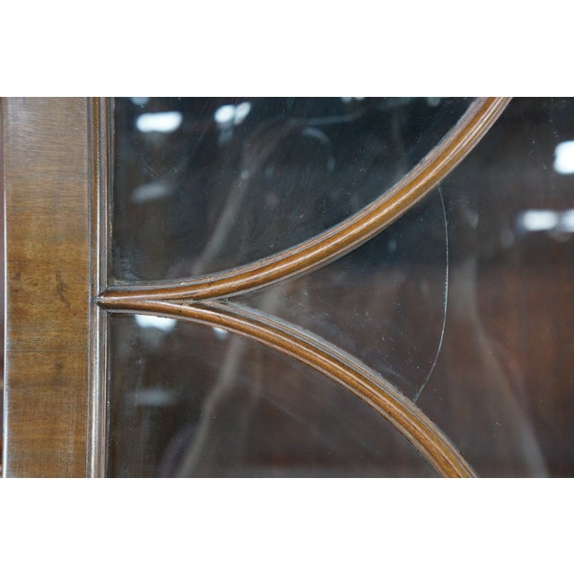 Mid Century Baker Georgian Mahogany Breakfront Bookcase Cabinet Bubble Glass, Attributed For Sale - Image 10 of 18
