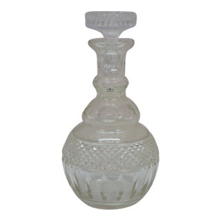 Vintage American Faceted Cut Crystal Liquor Wine Bar Bottle Decanter For Sale