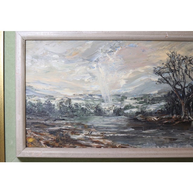 Vintage Heinz Stoecker Storm Landscape Abstract Expressionism Oil Painting Board For Sale - Image 4 of 11