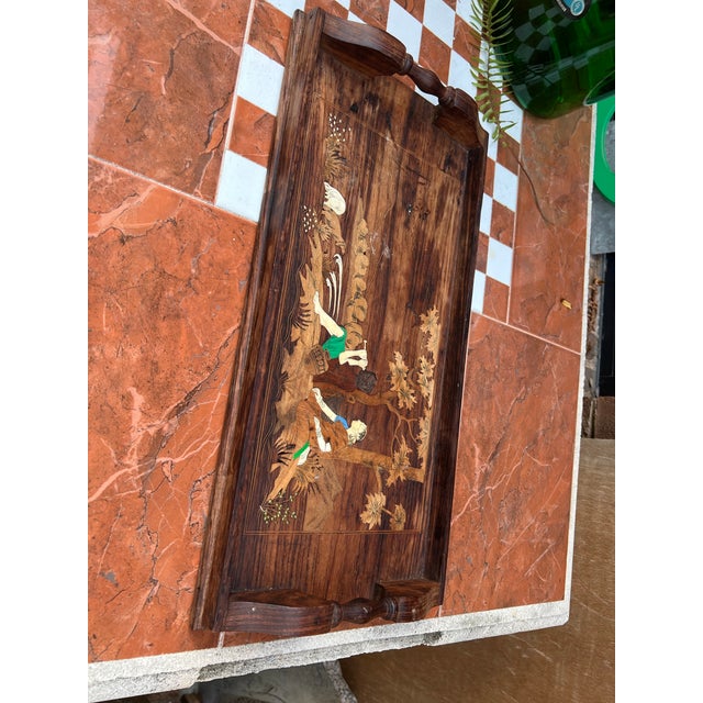 Up for consideration is a beautiful carved and painted wooden tray. This would look lovely in your home and it is a great...