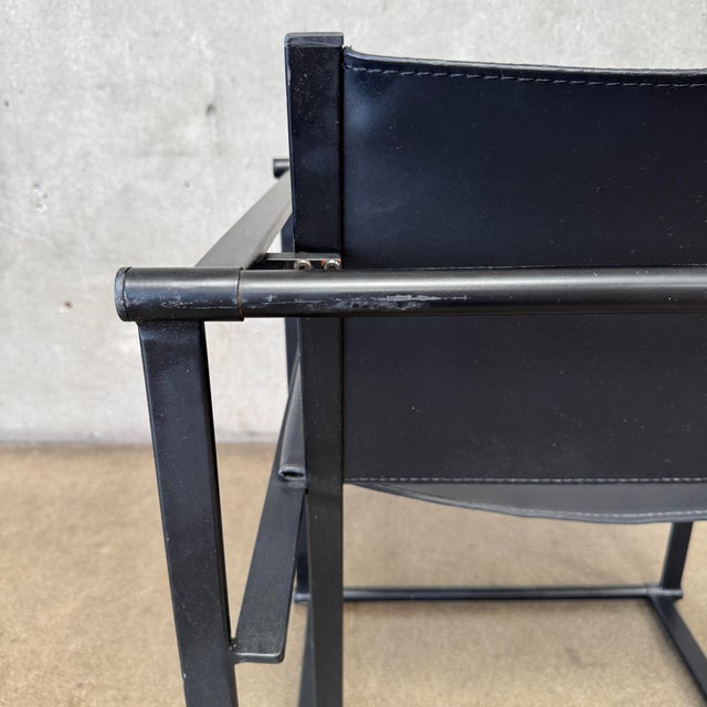 Post Modern Black Leather and Metal Armchair #5 by Radbound Van Beekum for Pastoe For Sale - Image 9 of 12