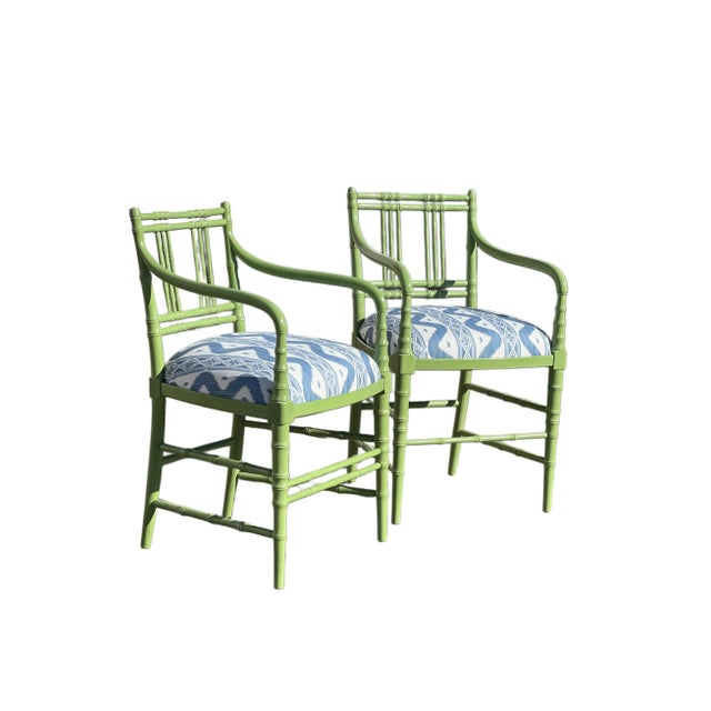 Green Kittinger Faux Bamboo Armchairs - Set of 2 For Sale - Image 8 of 17