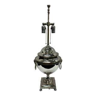 Antique English Silver Urn Lamp For Sale