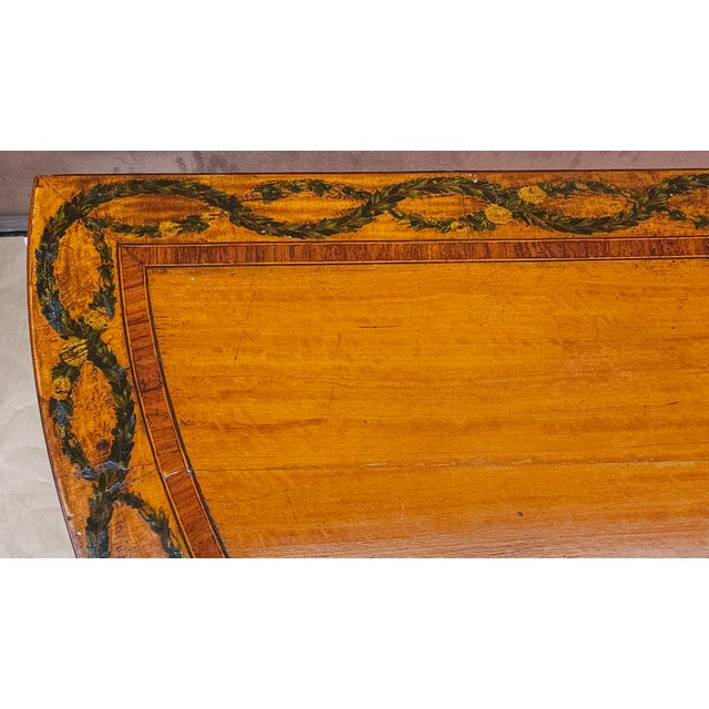 Late 18th Century Pair of George III Floral Wreath Painted Crossbanded Satinwood Demilune Card Tables For Sale - Image 13 of 18