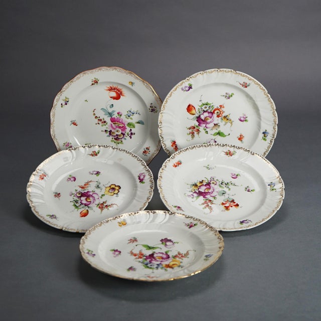 Circa 1900s Antique Meissen Porcelain Plates with Hand