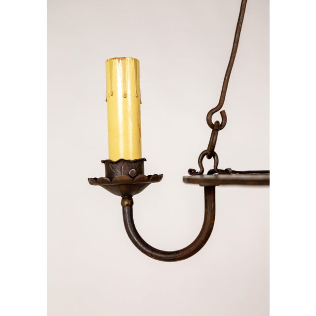 Early 20th Century Early 20th Century Rustic Iron 3-Light Ring Chandelier For Sale - Image 5 of 10