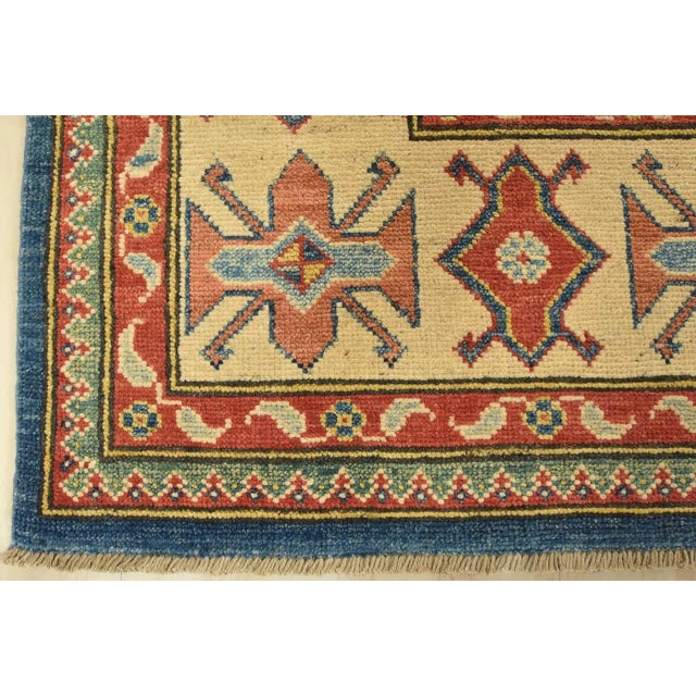 Kazak Rug 8’11” X 12’1” Blue Wool Tribal Hand-Knotted Oriental Carpet For Sale - Image 10 of 12
