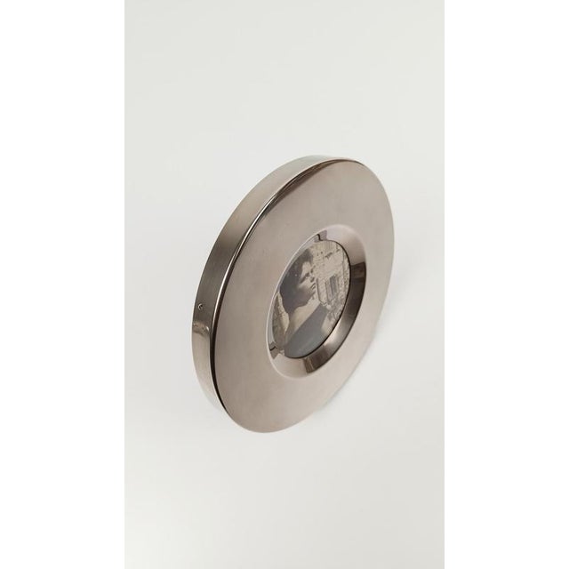 Mid-Century Round Silver-Plated and Teak Picture Frame, Italy, 1970s For Sale - Image 10 of 18