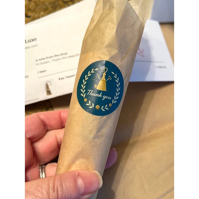 Gold Key Tassels With Cut Velvet Ruche- A Pair For Sale - Image 11 of 12