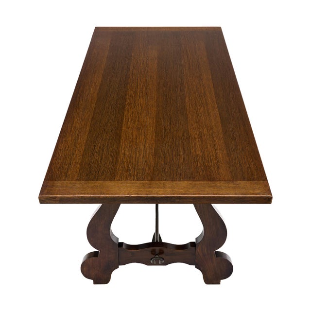 Brown Antique, French Lyre Table, Solid Wood, Circa 1900 For Sale - Image 8 of 9