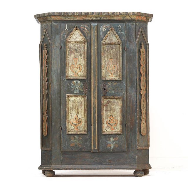 An exceptional antique painted bridal chest from southern Germany, Bavaria, dated 1882, but likely an older piece that has...