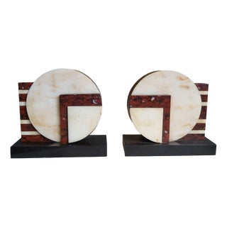 Art Deco Marble Bookends, France, 1930s, Set of 2 For Sale