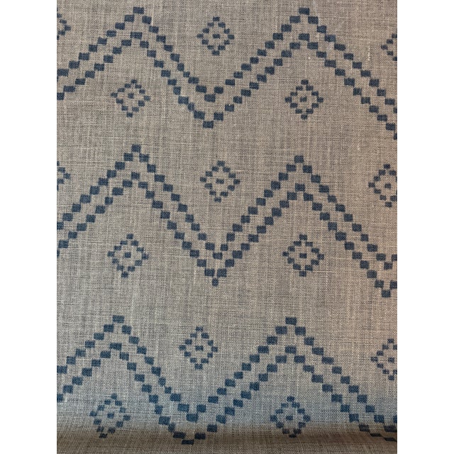 Peter Dunham Fabric Indoor: Prints TAJ - MIST/INDIGO 2 yards An airy, loose chevron design based on a custom embroidery...