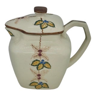 Mid 20th Century Ceramic Lidded Creamer Hand-Painted Floral Berry Motif For Sale