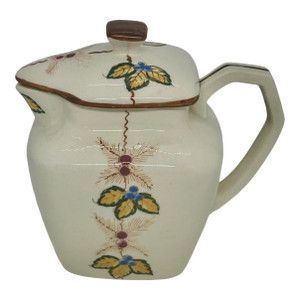 Mid 20th Century Ceramic Lidded Creamer Hand-Painted Floral Berry Motif