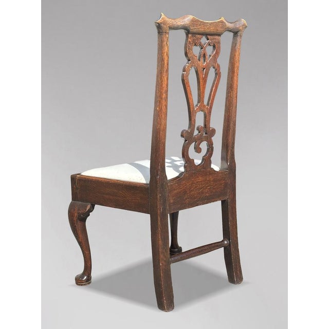 Antique George III Chippendale Side Chairs in Oak, 1780, Set of 2 For Sale - Image 4 of 10