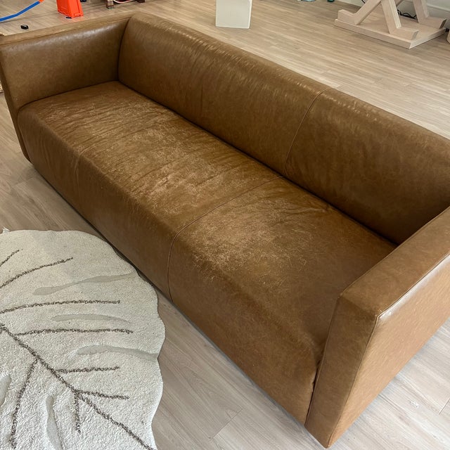 Tuxedo Style Custom Handmade Leather Sofa For Sale - Image 4 of 15
