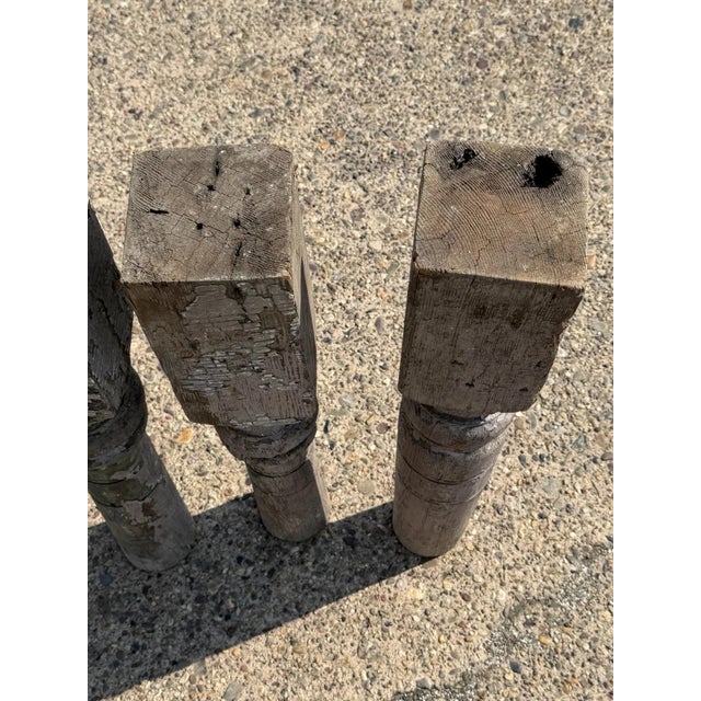 Antique French Farmhouse Turn Carved Wooden Baluster Spindle Table Legs Set of 4 For Sale In Philadelphia - Image 6 of 17