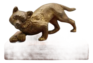 Cat Paperweight in Marble and Bronze, 1920s