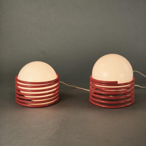 Red Spring-Loaded Table Lamps, 1970s, Set of 2 For Sale - Image 9 of 10