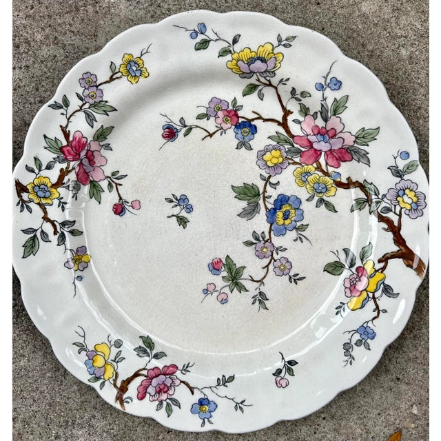 Mid 20th Century Booths English "Chinese Tree" Floral Dinner Plates- a Pair For Sale - Image 5 of 8