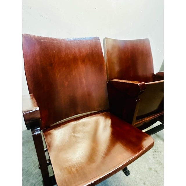 Vintage Cinema Chair Bench For Sale - Image 5 of 5