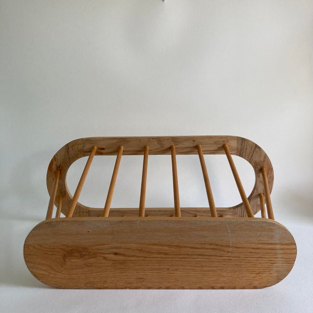 Tan 20th Century, Vintage Blonde Wood Magazine Rack, Modern Spindle Style For Sale - Image 8 of 9
