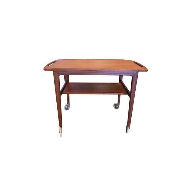 Danish Teak Serving Trolley with Removable Tray, 1960s For Sale - Image 10 of 16