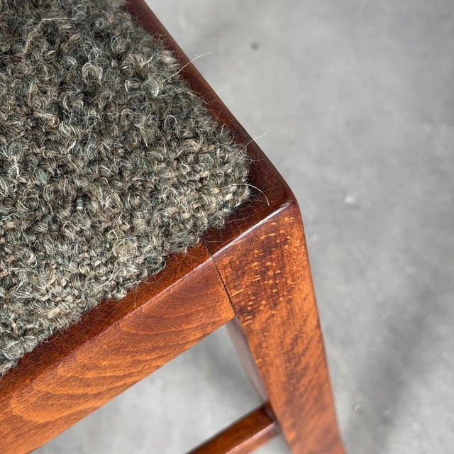 Austrian Secessionist Stool Reupholstered with Dedar Melange Bouclè, 1890s-1910s For Sale - Image 10 of 15