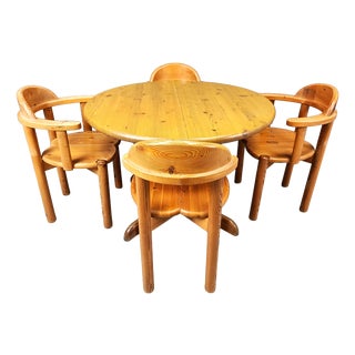 Pine Dining Table and Chairs by Rainer Daumiller for Hirtshals Savvaerk, 1980s, Set of 5 For Sale