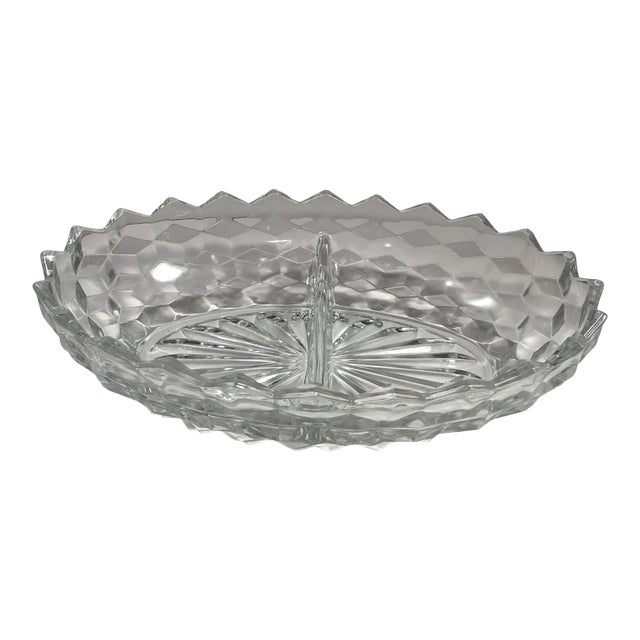 Vintage Crystal Divided Relish Serving Dish Chairish