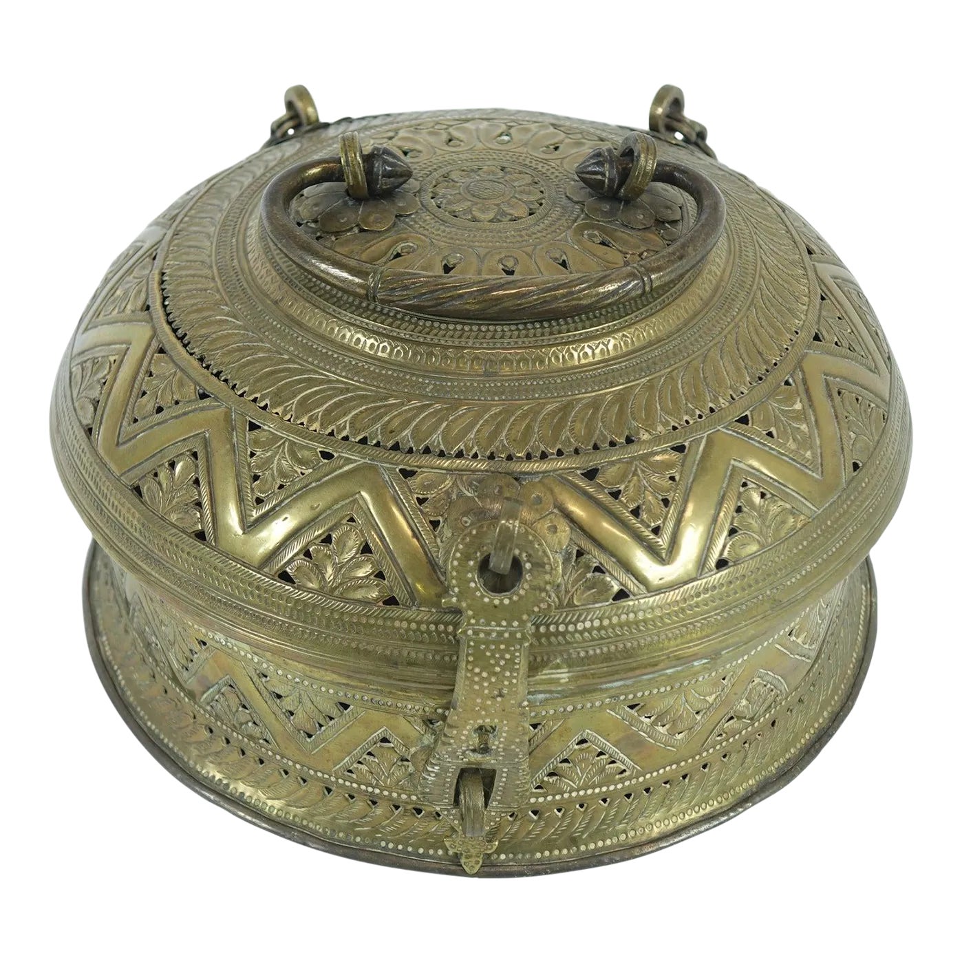 Antique Middle Eastern/Persian Brass Large Container Betel Box | Chairish