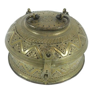 Antique Middle Eastern/Persian Brass Large Container Betel Box For Sale