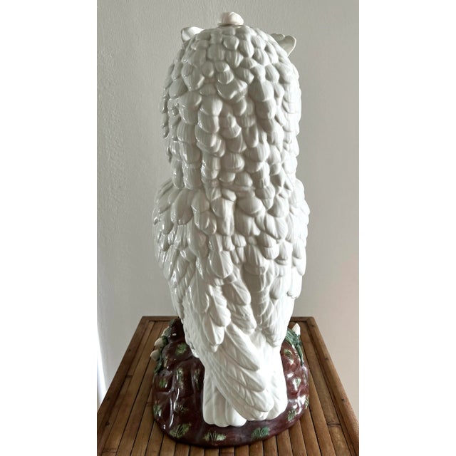 Ceramic Mid 20th Century Italian Mottahedeh Porcelain Large Owl For Sale - Image 7 of 13