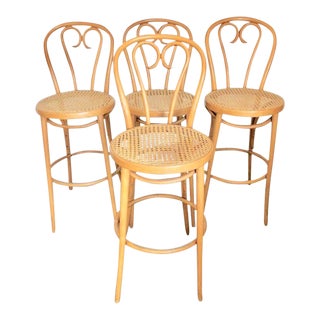 Four Thonet Bentwood Bar Stools by Radomsko For Sale