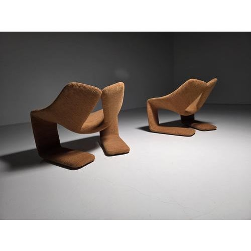 Brown Zen Lounge Chairs by Kwok Hoi Chan in Rust Brown Chenille from Steiner, 1970s, Set of 2 For Sale - Image 8 of 8