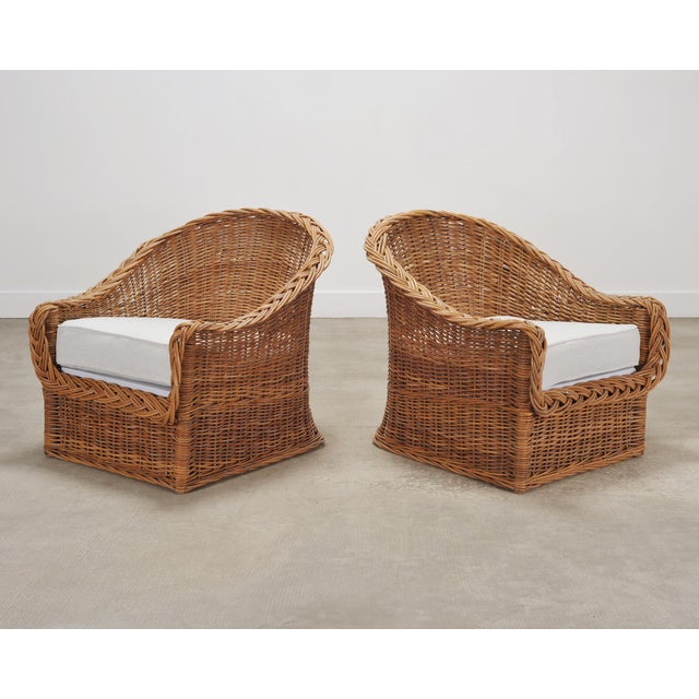 Suite of Michael Taylor Style Rattan Wicker Chairs and Sofa For Sale - Image 16 of 18