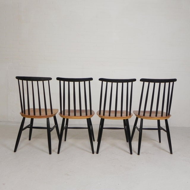 Wood Vintage Model Fanett Spindle Chairs from Tapiavaara, 1960s, Set of 4 For Sale - Image 7 of 18