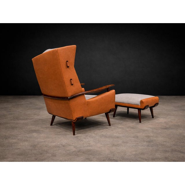 Wood Bergère Lounge Chair and Ottoman in Rosewood by Jorge Zalszupin for L’Atelier, Brazil, 1950s - Lot 737A For Sale - Image 7 of 13