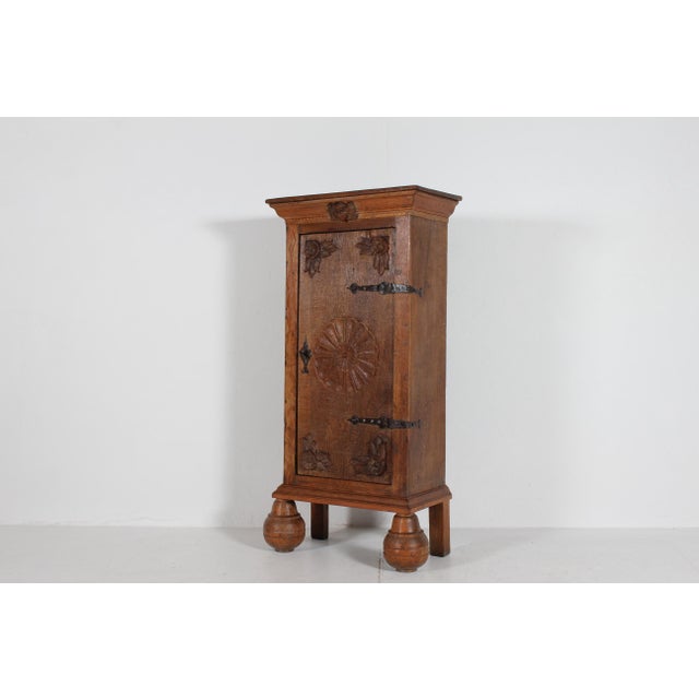 Brown Antique Baroque Oak Cabinet, Denmark, 1800s For Sale - Image 8 of 18