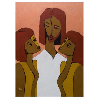 Gilbert Pauli, First Words to Two Women, Oil on Canvas, 1994 For Sale