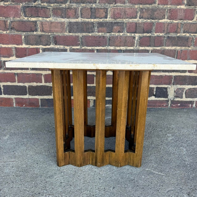 Mid-Century Modern Harvey Probber Travertine and Mahogany Rectangular Side Table For Sale - Image 3 of 6