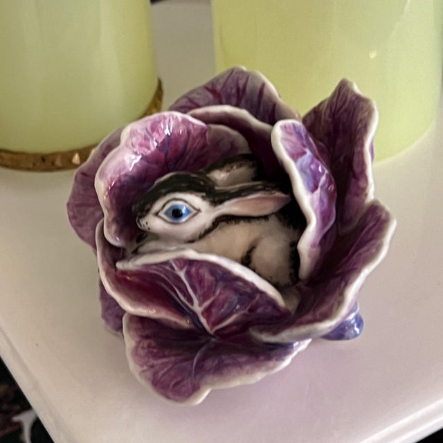 This gorgeous little head of purple cabbage with a sweet little rabbit tucked inside is a classic piece of Nymphenburg...