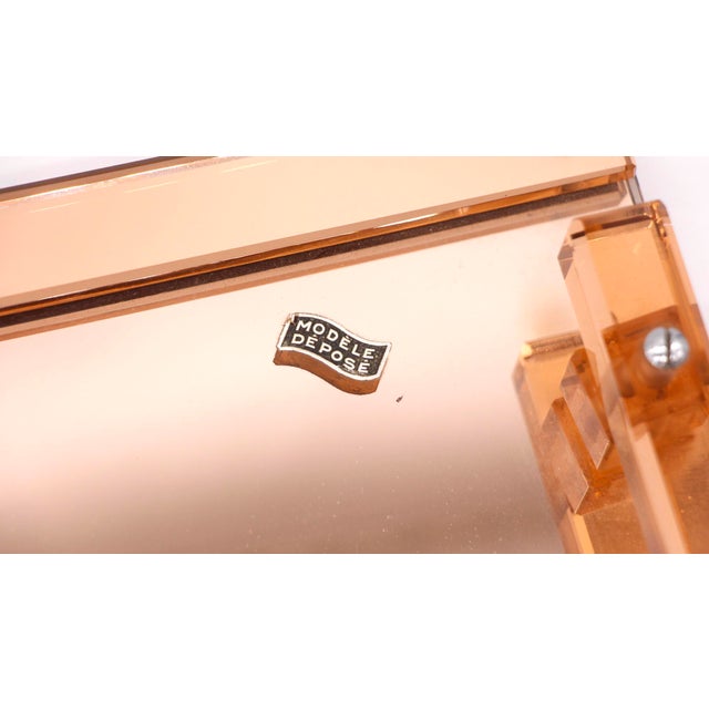 Mid-Century Modern European 1950s Lucite Translucent Orange Mirrored Tray For Sale - Image 3 of 10