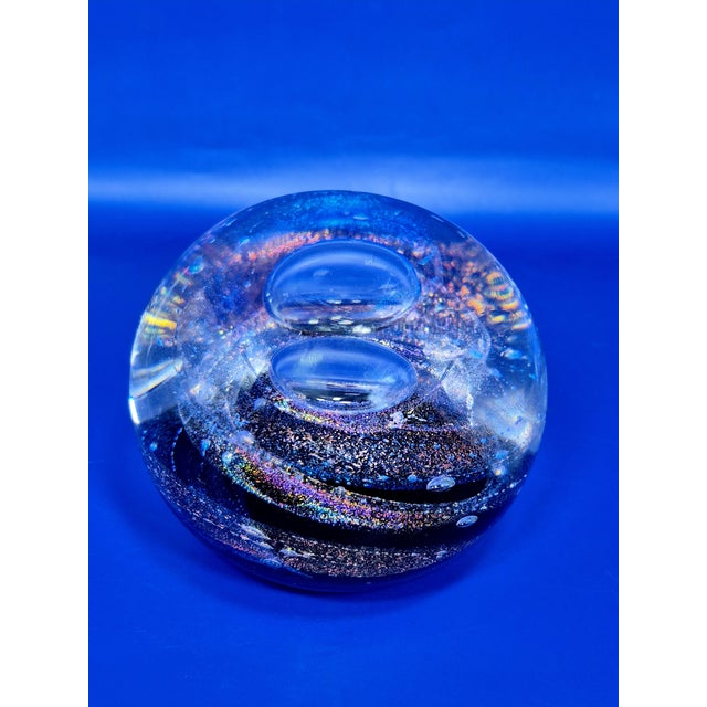 Vintage 1990s Rebecca Stewart Signed 4” Magnum Dichroic Art Glass Galaxy Paperweight For Sale - Image 9 of 10